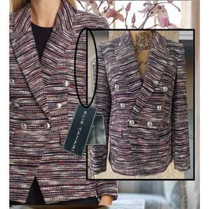 Elie Tahari Tweed Double Breasted Blazer Metallic Threading throughout Size 10